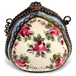 LIMOGES TRINKET BOX Purse Peint Main 11/500 Ltd Ed Porcelain France Provenance