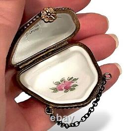 LIMOGES TRINKET BOX Purse Peint Main 11/500 Ltd Ed Porcelain France Provenance