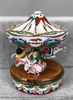 La Gloriette Limoges Trinket Box Carousel Kiddie Ride Original Box 378