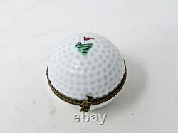 La Vie en Rose Limoges Golf Ball Trinket Box Painted Scene Inside France