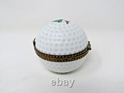 La Vie en Rose Limoges Golf Ball Trinket Box Painted Scene Inside France