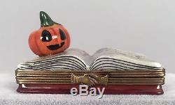 LaGloriette Limoges Trinket Box Halloween Witch's Spell Book Jack-o-Lantern 351