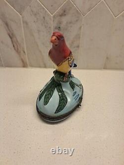 Large 4.5 Limoges France Parrot Trinket Box Peint Main Multi- Color