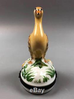 Large Limoges France Tradition D'Art Peint Main Griselles MY Trinket Box Goose