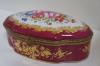 Large Limoges Hinged Trinket Box Dark Red Floral With Gold Accents Main Paris
