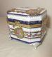 Large Limoges Footed Porcelain Brass Ornate Floral Dresser Jewelry Box Casket