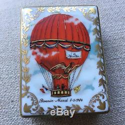 Large Ronnin Maret Hot Air Balloon Book Trinket Box from Limoges France