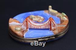 Large San Francisco Bridge Trolley Alcatraz Limoges Hand Painted Porcelain Box