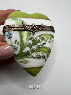 Laure Selignac Limoges Heart Paris France Trinket Box Lily of the Valley
