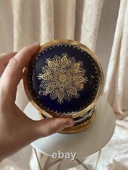 Lazeyras Limoges French China Jewelry Trinket Box Blue And Gold