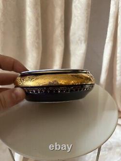 Lazeyras Limoges French China Jewelry Trinket Box Blue And Gold