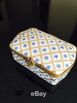 Le Tallec BIG Trinket box Croisillons & Fleurs Bleus 1964 VERY RARE
