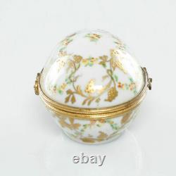 Le Tallec Egg France Porcelain Hand Painted Limoges Egg Flowers