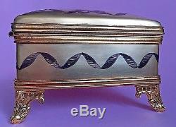 Le Tallec France Porcelain Box Hand Painted Hinged Ormolu Footed Neoclassical