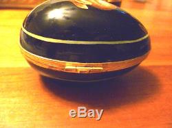 Le Tallec Limoges BLACK SHOULDER 3.25 x 2 Egg Trinket Box 1979