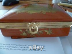 Le Tallec Limoges Corail Chinois Tiffany Hand Painted 1978 Large Trinket Box