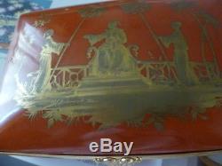 Le Tallec Limoges Corail Chinois Tiffany Hand Painted 1978 Large Trinket Box