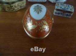 Le Tallec Limoges Corail Chinois Tiffany Hand Painted Egg 3.75x2.5 Trinket Box
