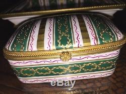 Le Tallec Limoges SET Trinket box and Tray Grignan Vert Pattern- 1968 RARE