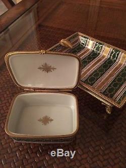 Le Tallec Limoges SET Trinket box and Tray Grignan Vert Pattern- 1968 RARE