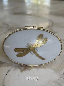 Le Tallec Limoges Tiffany & Co. Trinket Box Hand painted Dragonfly Vintage RARE