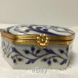 Le Tallec Limoges Tiffany Private Stock Hexagon Trinket Box Hand Painted