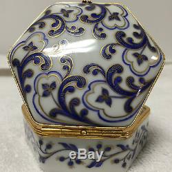 Le Tallec Limoges Tiffany Private Stock Octagon Trinket Box Hand Painted