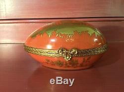 Le Tallec Paris France Burnished 24kt Gold Chinoiserie Silhouette Egg Box