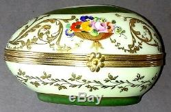 Le Tallec Paris Superb Quality Egg Trinket Box Hand Painted And Gilded