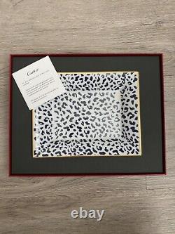 Leopard Print Cartier Limoges Trinket Tray, 6x7.5, brand new in box