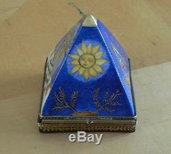 Limited Edition Masonic Symbolic Limoges Pyramid Trinket Snuff Box Hand Painted
