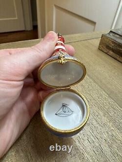 Limited Jacques Limoges France Peint Main Porcelain Lighthouse Trinket Box