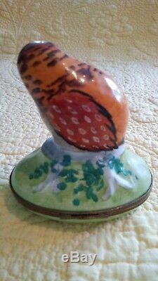 Limoge Peint Main Vintage Large 4 Hand Painted OWL trinket or snuff box France