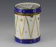 Limoge Porcelain Trinket Box Drum Shape, Hinged Lid, Cobalt Blue Gold Details