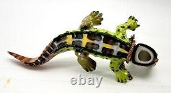 Limoges Alligator Trinket Box Chain France Peint Main Hinged