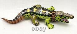 Limoges Alligator Trinket Box Chain France Peint Main Hinged