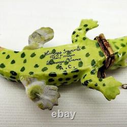 Limoges Alligator Trinket Box Chain France Peint Main Hinged