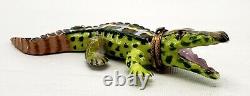 Limoges Alligator Trinket Box Chain France Peint Main Hinged