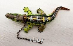 Limoges Alligator Trinket Box Chain France Peint Main Hinged