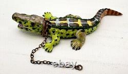 Limoges Alligator Trinket Box Chain France Peint Main Hinged