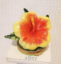 Limoges Artoria flower trinket box Hawaiian Hibiscus Made in France numbered