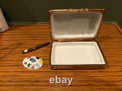 Limoges Atelier Peint Main Porcelain Renoir with Easel Trinket Box #361/750