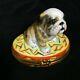 Limoges Bulldog Trinket Box Ltd Ed Hand Painted Puppy Dog On Rug Arquie