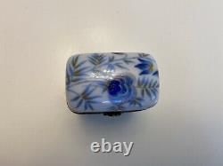 Limoges BlueFlower Perfume Box with2 Bottles Hand Painted Porcelain NM Condition