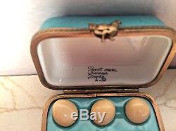 Limoges Box Adorable Removable EGGS & Carton Peint main France Vintage Rare