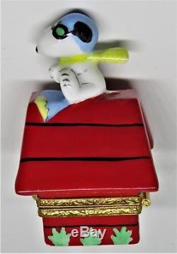 Limoges Box- Artoria Snoopy & Doghouse -red Baron- Ww I Flying Ace Peanuts