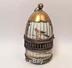 Limoges Box BIRD CAGE with BIRD Peint Main France Vintage Rare Trinket Box