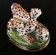 Limoges Box Beautiful Leopard Family On Grass Lot # 1263