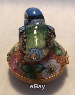 Limoges Box Blue Bird With Egg And Nest