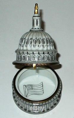 Limoges Box Capitol Building Dome & Us Flag Washington D. C. Le 13/500